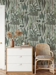 Papel pintado vintage de hierbas botánicas
