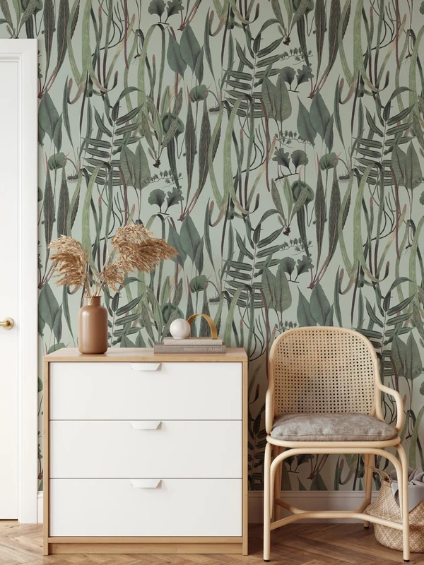Papel pintado vintage de hierbas botánicas
