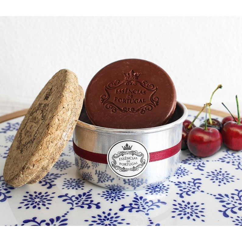 Soap 2x50gr in Jewelry box made of aluminum & cork / cherry
