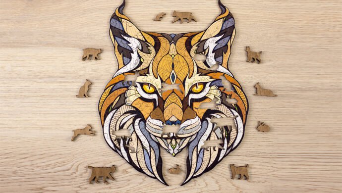Eco Wood Art (EWA) Wooden jigsaw puzzle Lynx, 1164, 35x28x0.5cm cardboard box