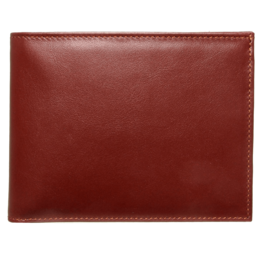 Buffed leather billfold wallet in a classic brown color, featuring 8 credit card slots for convenient storage.