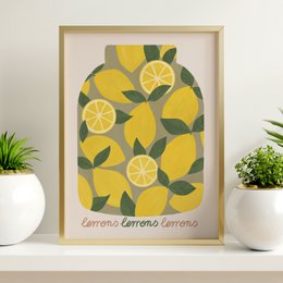 Glas mit eingelegten Zitronen (Typografie-Option) Kunstdruck