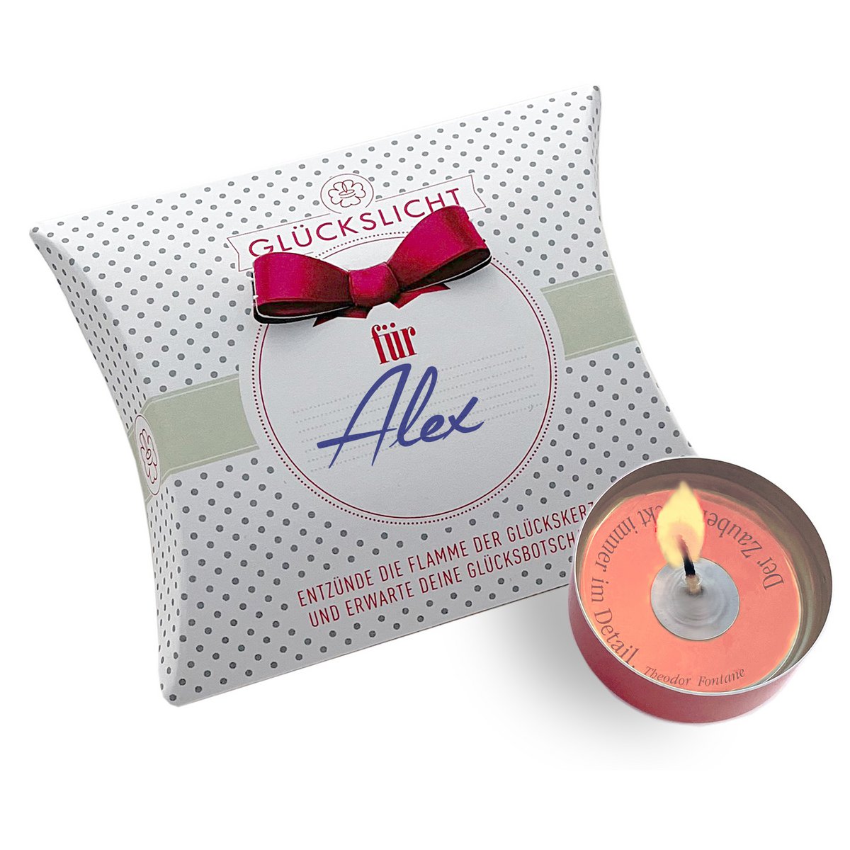 Luz de la suerte / En caja de regalo con lazo recortado 🎀 / Puntos / Luz de la suerte para... / personalizable