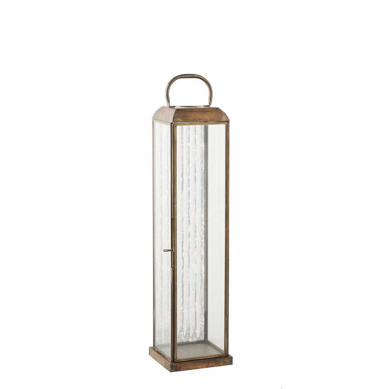 Herslev Laterne, Glas/Metall, Antikmessing-Optik, 12x12x49 cm
