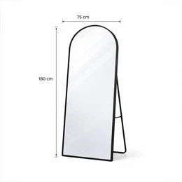 Lustro łukowe 75x180 cm - Duże czarne lustro łukowe ze stojakiem