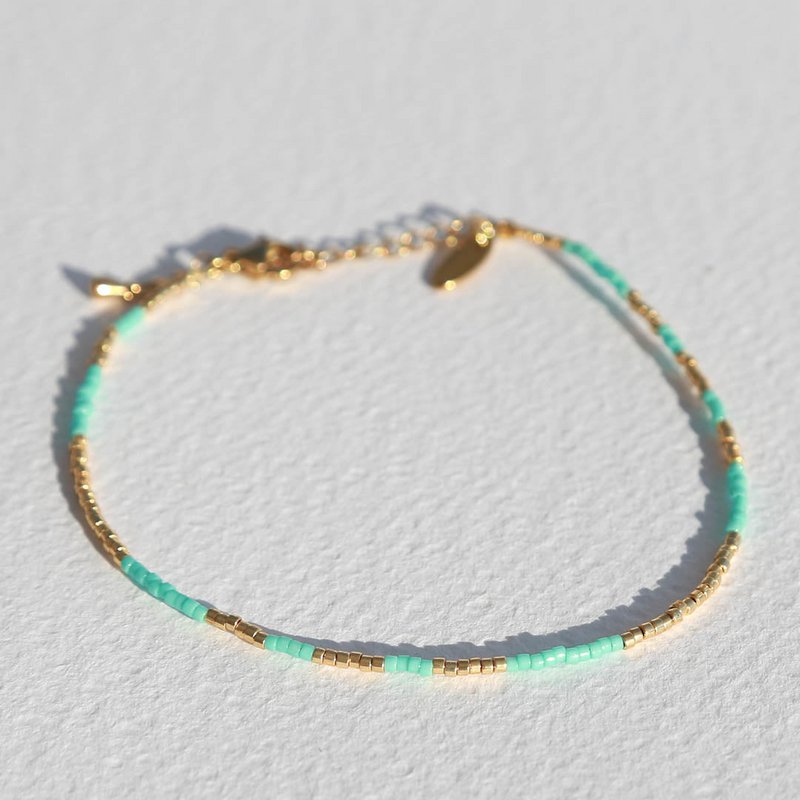 Bracelet de cheville miyuki menthe doré