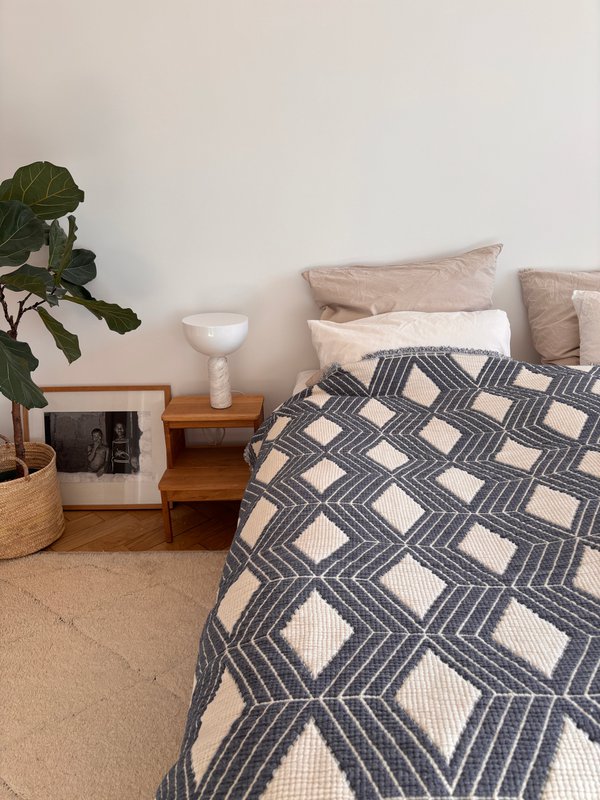 Muslin blanket - blue and white - 2.20 x 2.50 m FAIR