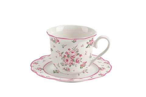 Porzellantasse und Untertasse Bella Isabelle Rose