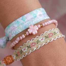 Woven bracelet Cotton Flower Beige