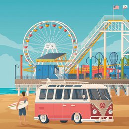 Vintage Santa Monica Poster | Poster City Santa Monica California United States