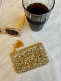 Håndlavet kaffepengepose med perler * Gave *