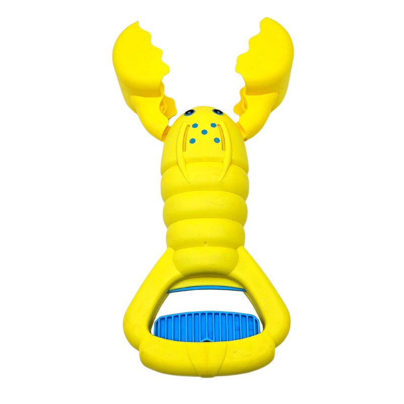 Sand Snapper, recogedor de arena amarillo con diseño de cangrejo