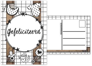 A6 Kaart met tekst ''Gefeliciteerd''. baby.
