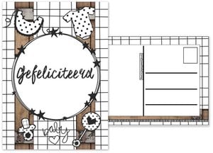 A6 Kaart met tekst ''Gefeliciteerd''. baby.