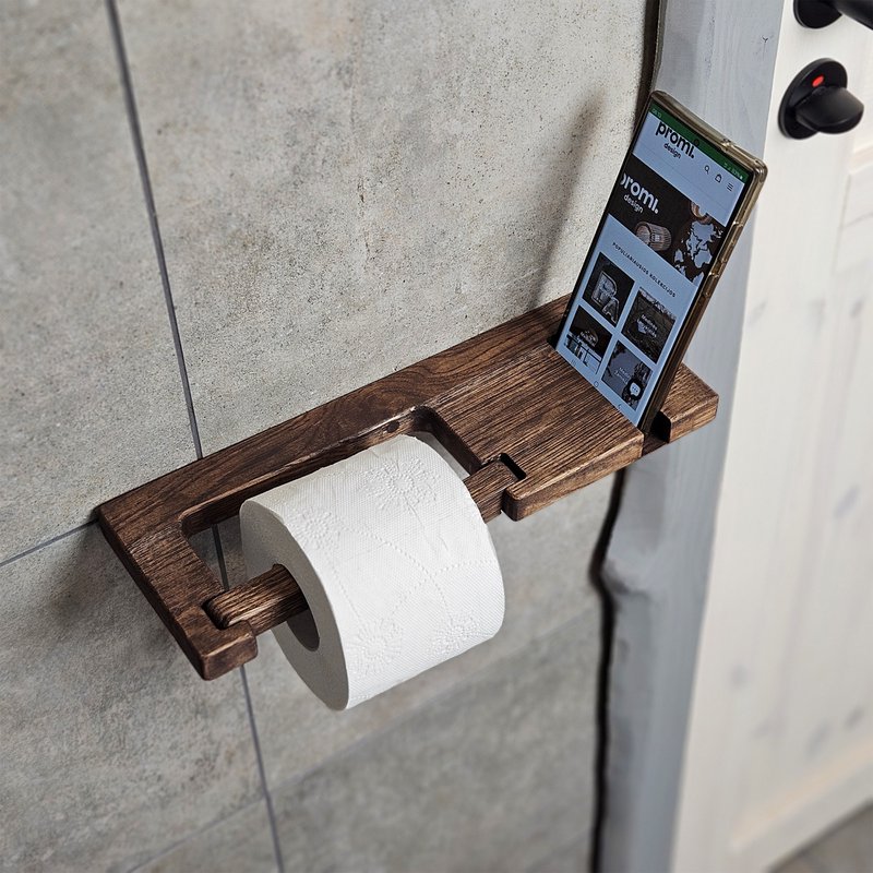 Porta della carta igienica fatta a mano per supporto a parete, organizzatore di bagno ecologico, piccolo casa o camper pronto