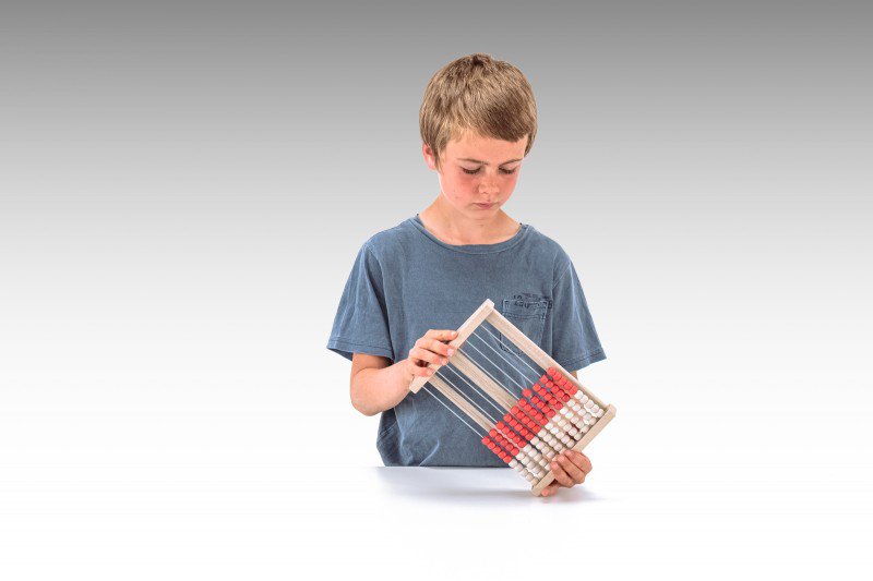Beregningsramme for 100 tal (rød/hvid) | RE-Wood® abacus tælleramme lineal