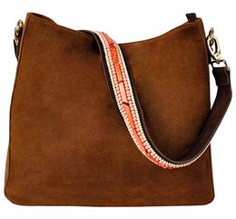 BOHO IBIZA BAG - Coral Ivory pasek na ramię (70cm) + torebka zamszowa (Koniak)