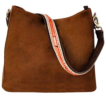 BOHO IBIZA BAG - Tracolla Coral Ivory (70cm) + Borsa Suede (Cognac)
