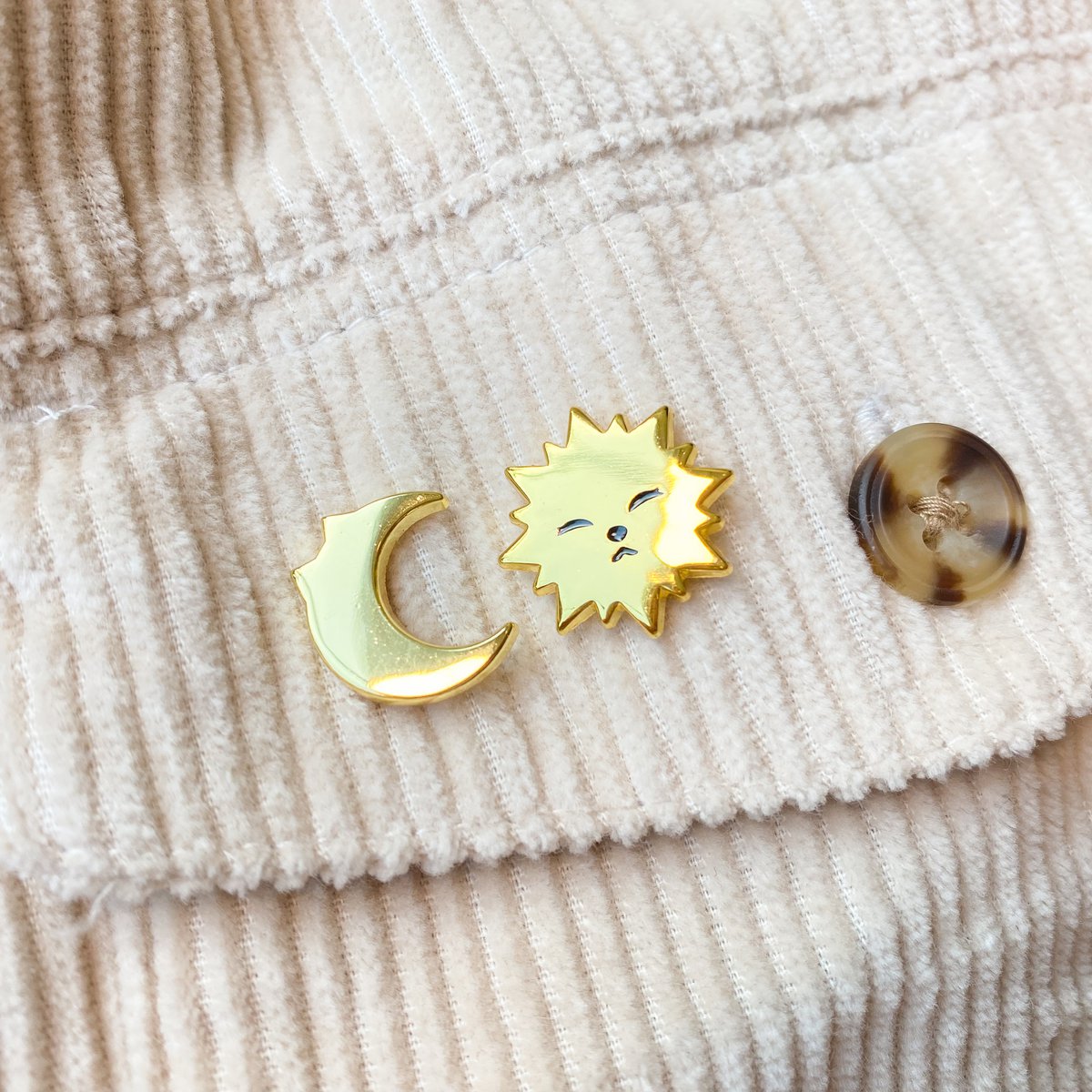 Sonne & Mond Mini-Pin-Set | Vergoldet | Harte Emaille-Pin | Pin-Brosche
