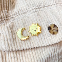 Sonne & Mond Mini-Pin-Set | Vergoldet | Harte Emaille-Pin | Pin-Brosche
