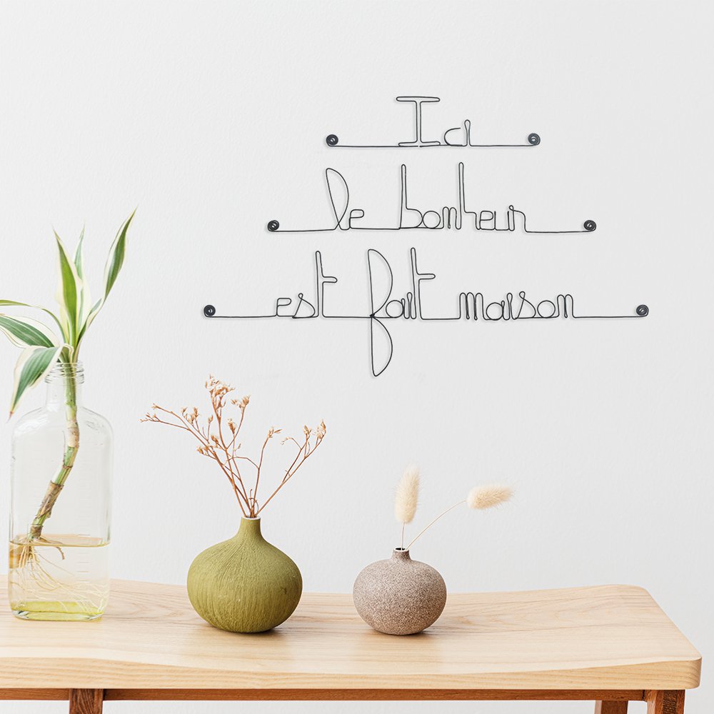 Metal Wall Decoration Quote "Here happiness is homemade" - to pin - Wall Jewelry