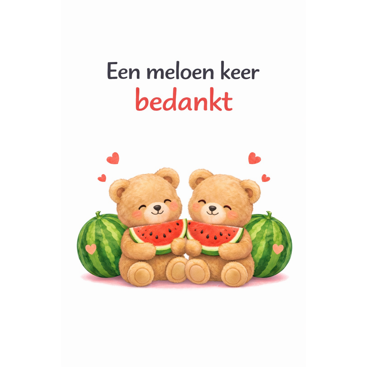 Wenskaart - Een meloen keer bedankt - Meloenen beertjes