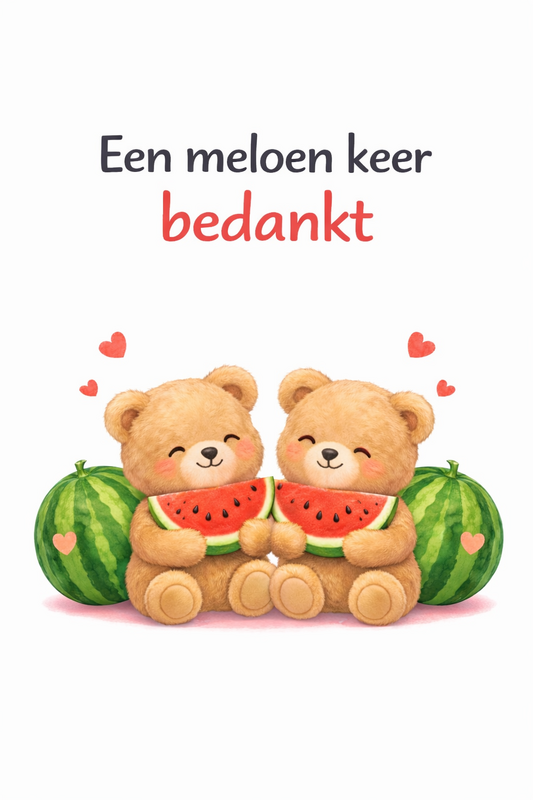 Wenskaart - Een meloen keer bedankt - Meloenen beertjes