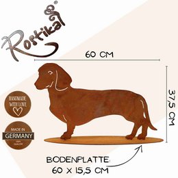chien | Patine Teckel Waldi | Figurine animale en métal rouillé