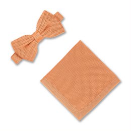 Coral fusion knitted bow tie and pocket square set