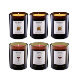 Black glass scented candles, red wine and beer brewery fragrances, cylindrical shape, luxury gift set pack