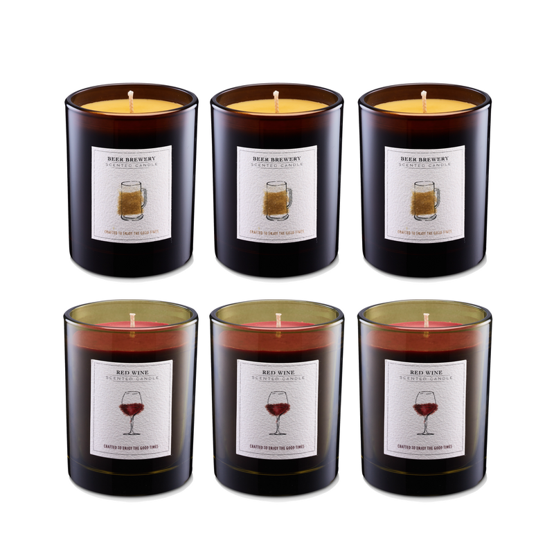 Maker's House Scented Candle - MIX-PACK - Red Wine 3x // Beer Brewery 3x