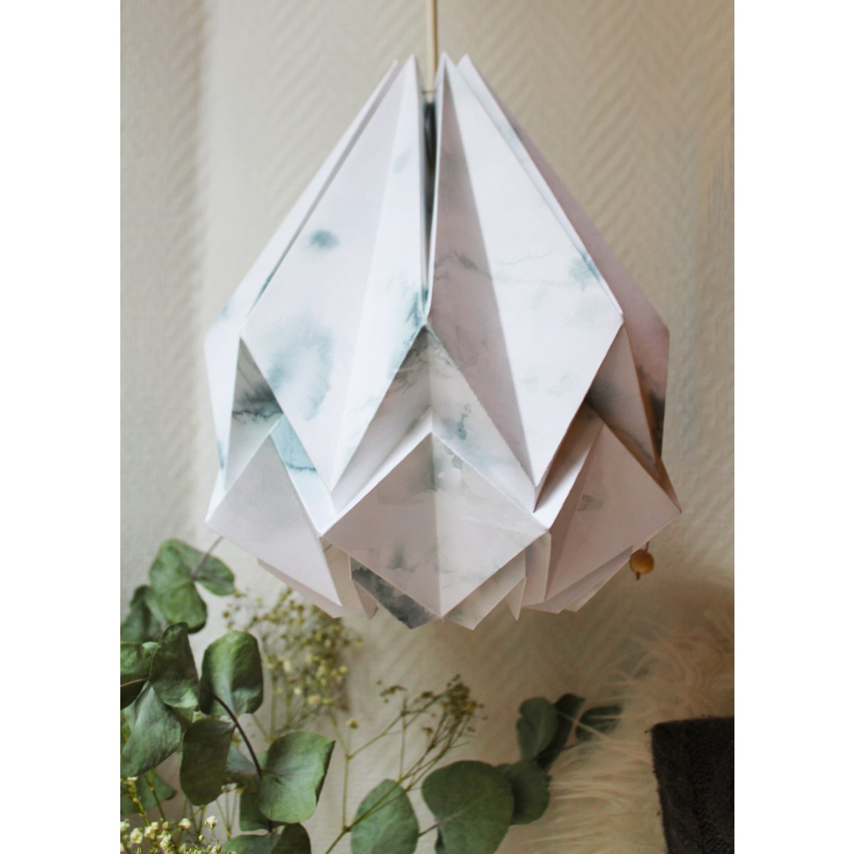 Papierowa lampa wisząca Origami - Zimowy wzór - rozmiar M