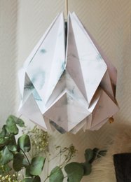 Papierowa lampa wisząca Origami - Zimowy wzór - rozmiar M