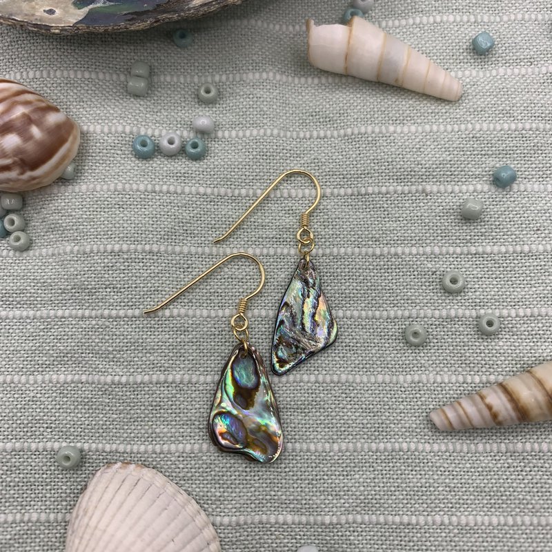 Skal øreringe | guld (Abalone/Paua) håndlavede Mother of Pearl ocean smykker
