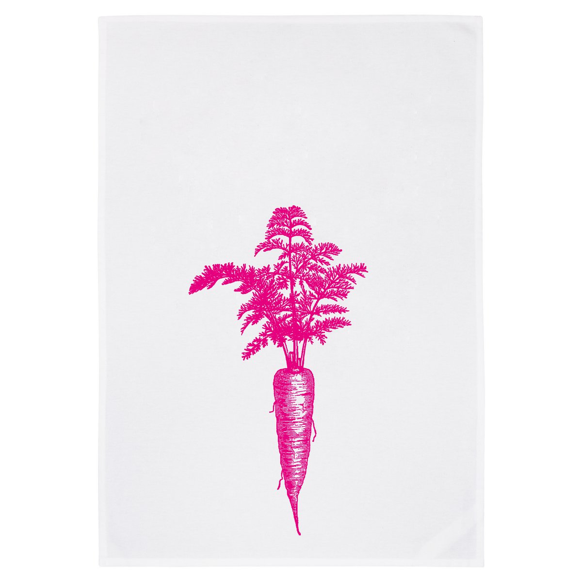 Tea towel white, carrot in pink