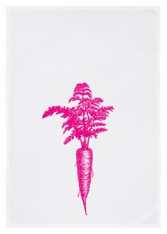 Tea towel white, carrot in pink