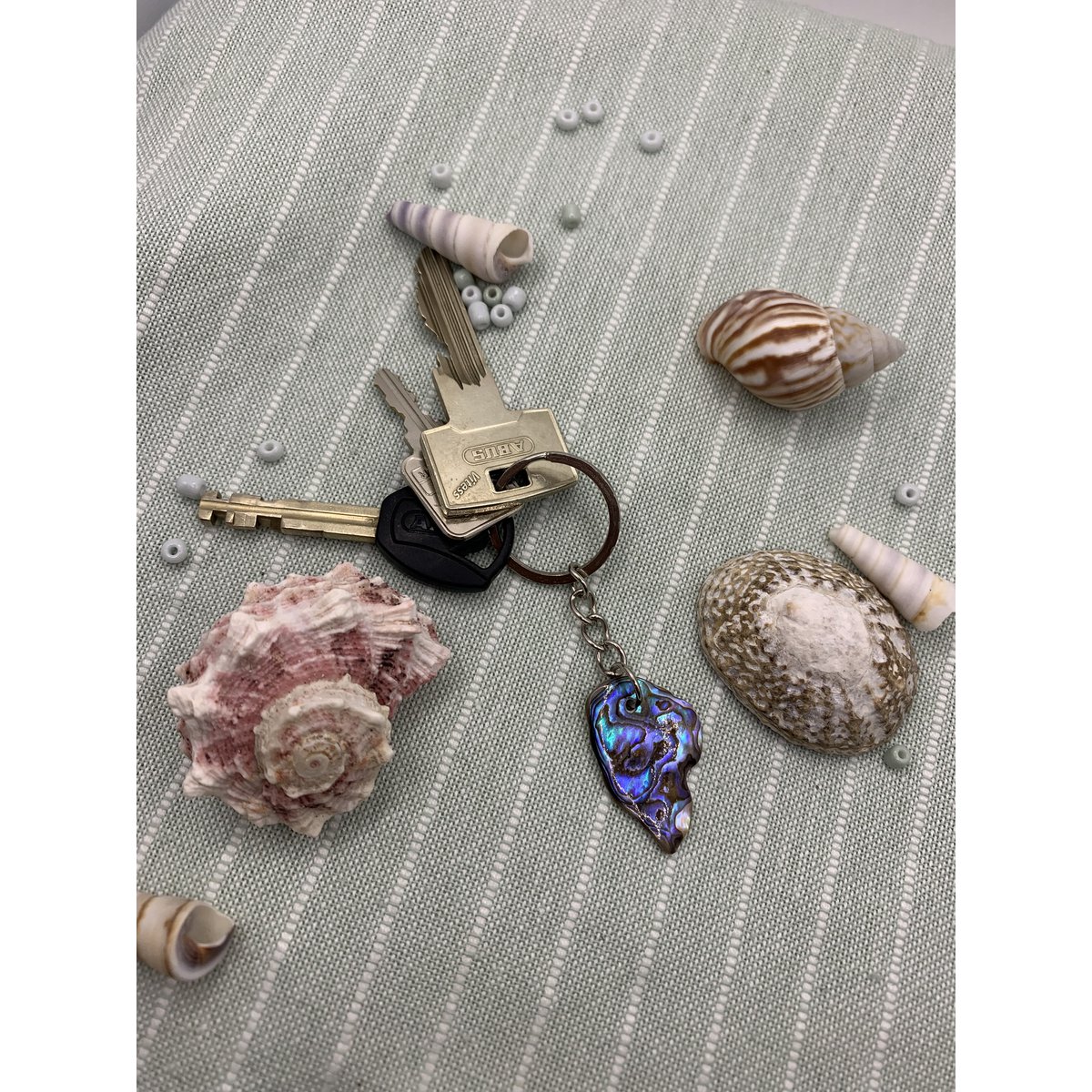 Abalone Keychain: Unique Abalone shell Keyring Accessory for Ocean Lovers
