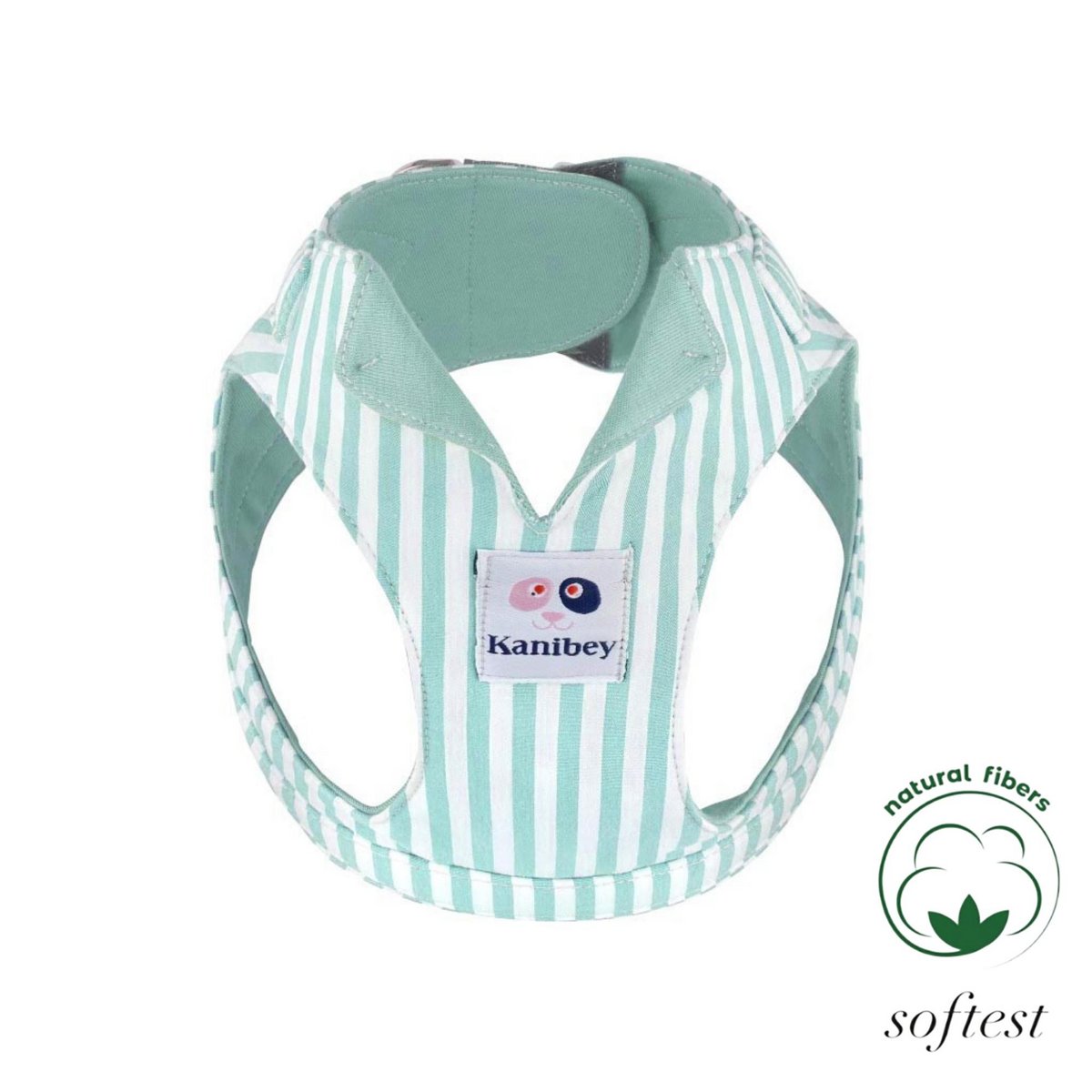 Arnés de cuello 100% algodón a rayas aguamarina
