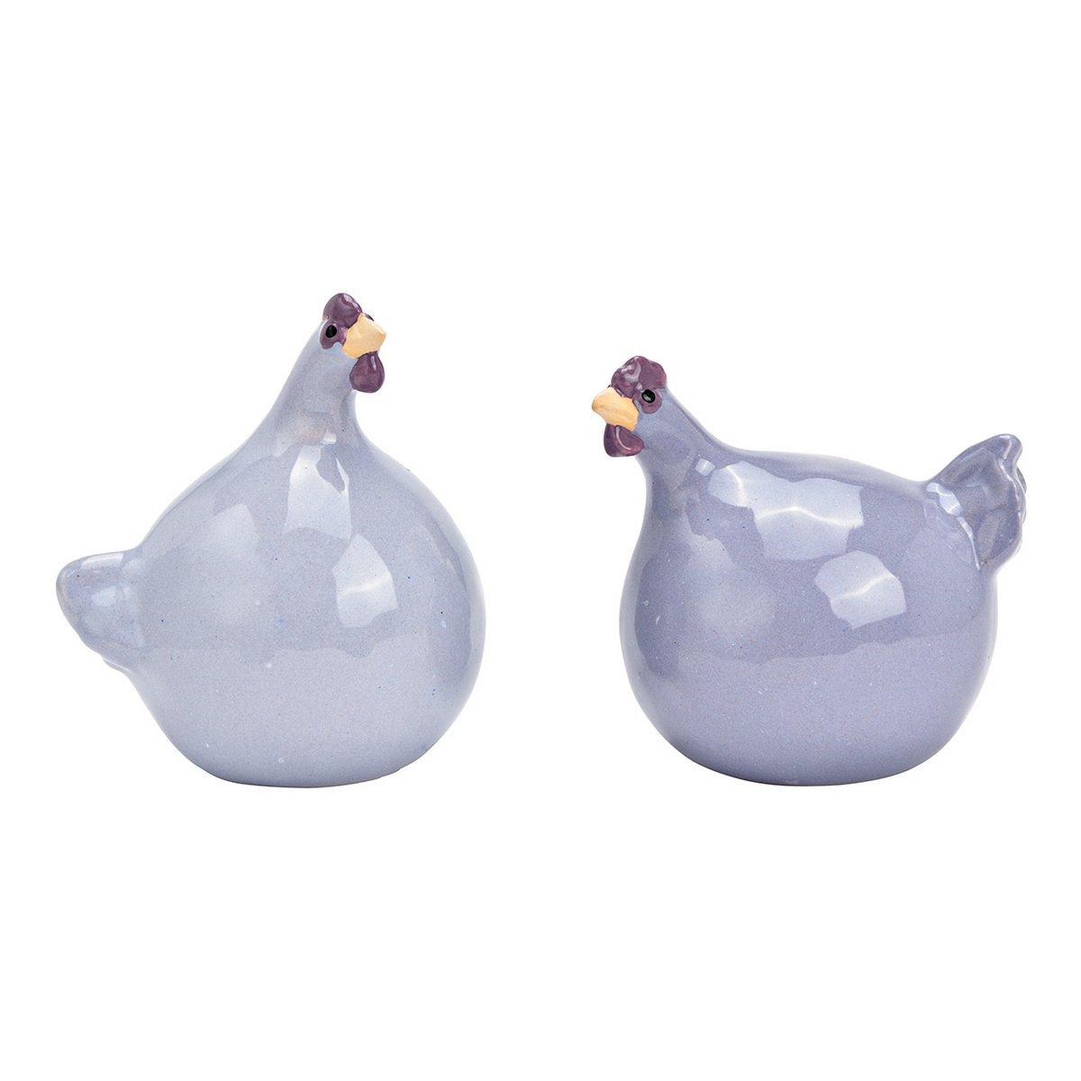 Pollo de cerámica violeta 2 veces, (An/Al/Pr) 7x9x10cm