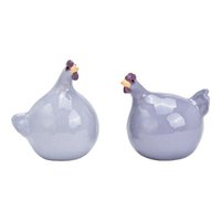 Chicken made of ceramic purple 2-fold, (W/H/D) 7x9x10cm