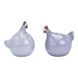 Pollo in ceramica viola 2 volte, (L/A/P) 7x9x10 cm