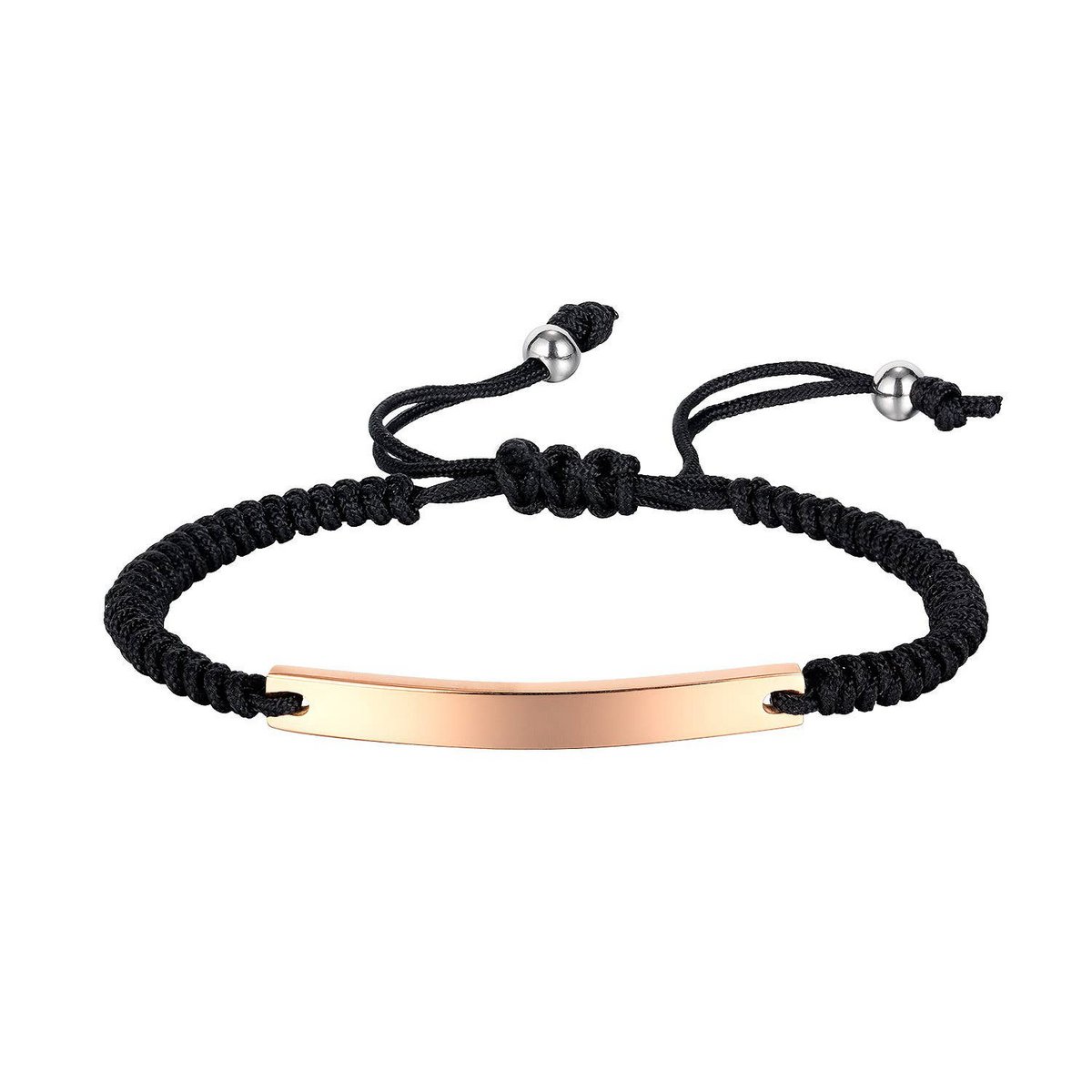 Dublín negro-rosa | Pulsera con placa de acero inoxidable