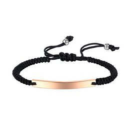 Dublín negro-rosa | Pulsera con placa de acero inoxidable