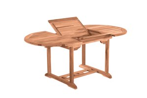 Garden table, 120 cm round, extendable, teak