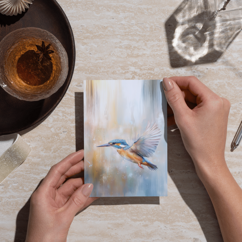 Pastellkönigskarte A6 - Vogel -Postkarte.