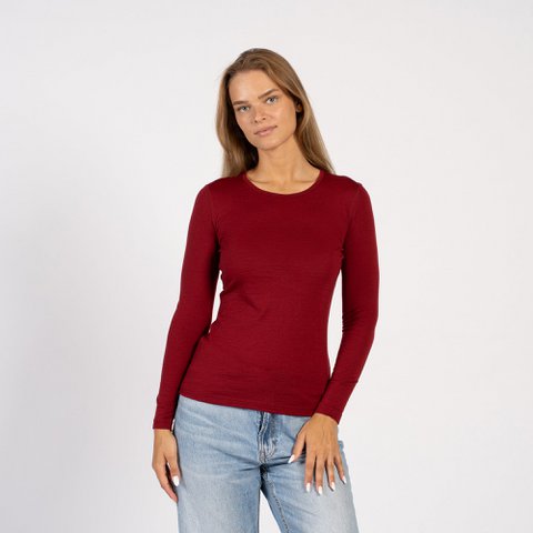 Damen Merino 160 Langarm Royal Cherry