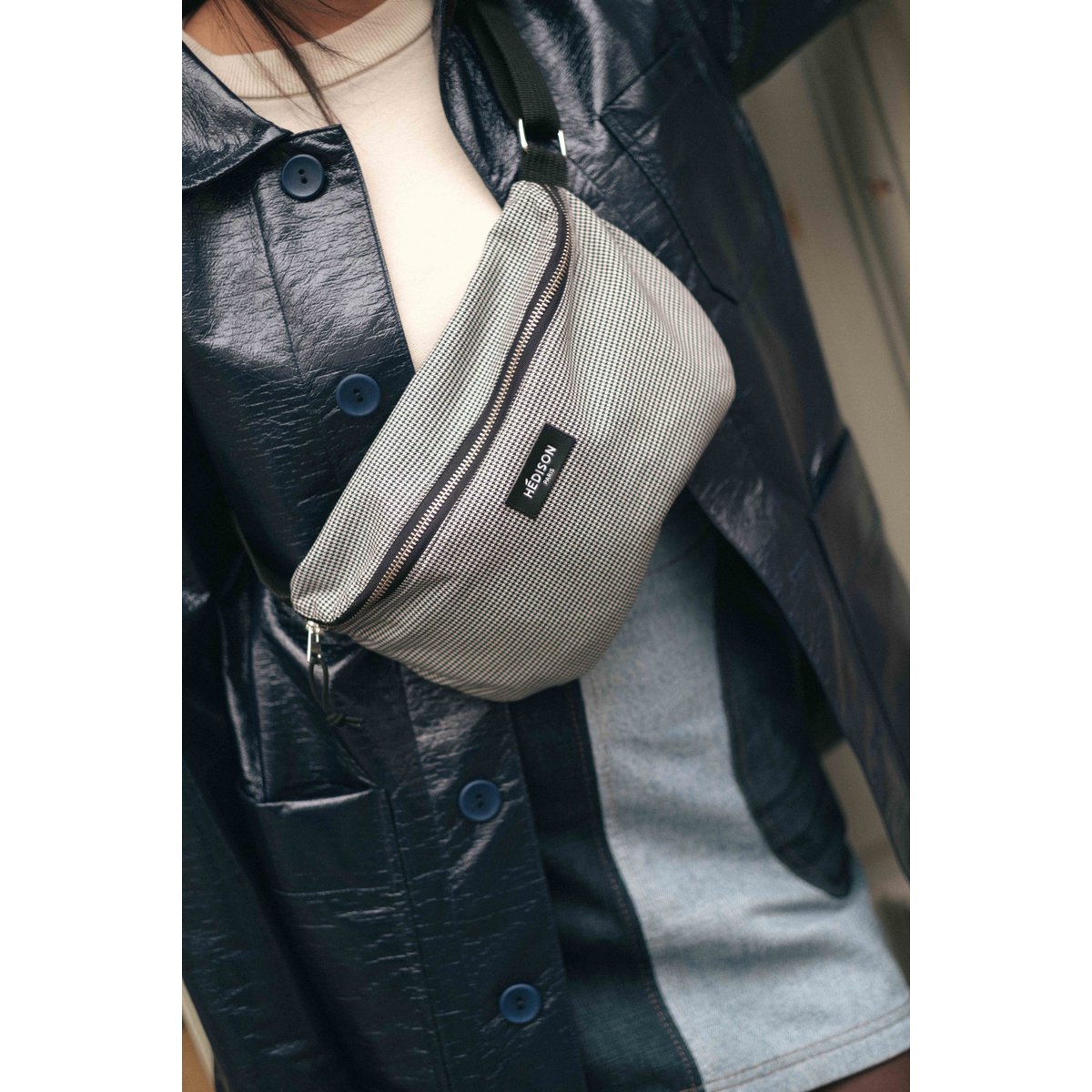 Boston fanny pack - Houndstooth (black and white)