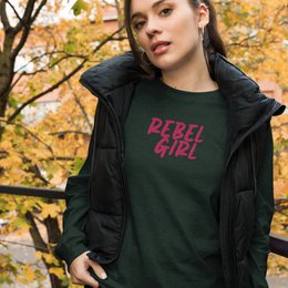 Koszulka Rebel Girl unisex z długim rękawem i haftem