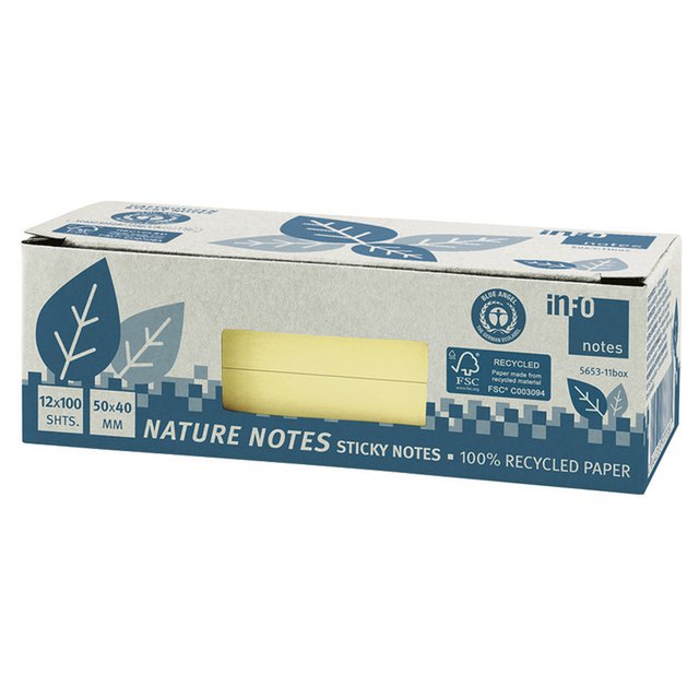 Info nature notes geel 50x40mm 12 blokken a 100 vel