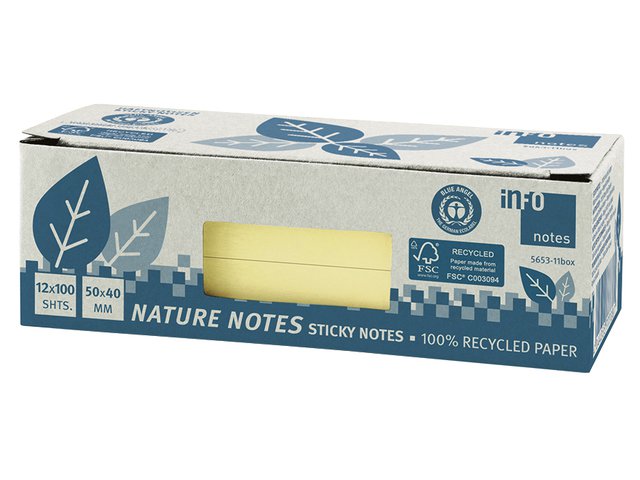 Info nature notes geel 50x40mm 12 blokken a 100 vel